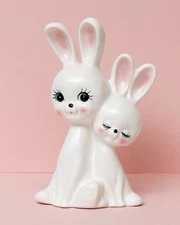 VTG Kawaii Showa Era Rune Naito Style Bunny Rabbit Bank RD LK PL