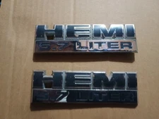 2006-2012 DODGE RAM 1500 2500 HEMI 5.7 LITER CHROME FENDER EMBLEMS OEM Set Of 2