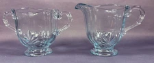 Pair Blue Glass Fleur de Lis Creamer and Open Sugar Pair Indiana Glass ?