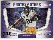 2018 SCORE #7 LE'VEON BELL FANTASY STARS PITTSBURGH STEELERS