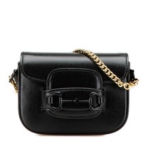 Gucci Mini Horsebit Shoulder Bag Black PVC Le...