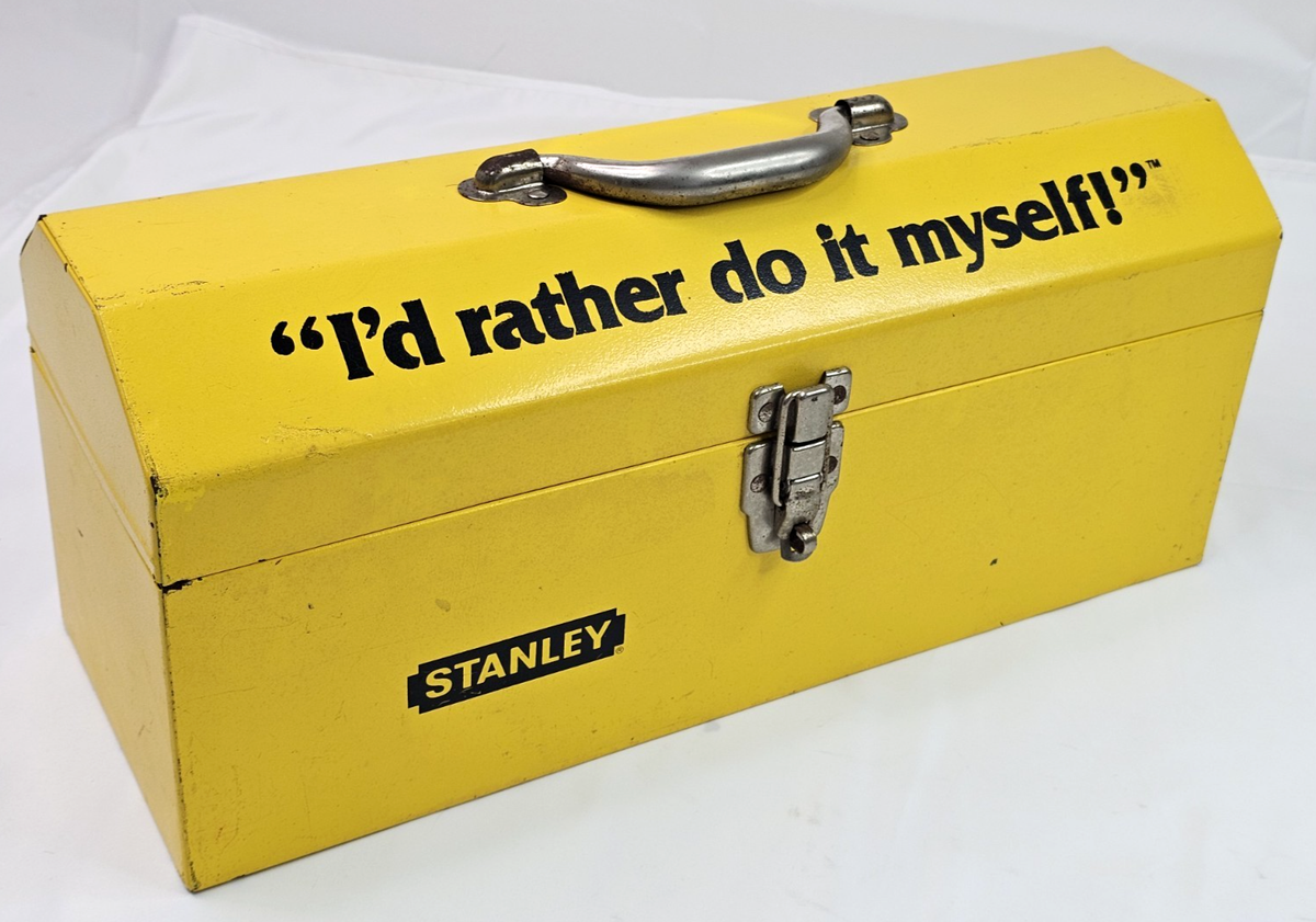 Vtg Stanley Yellow Metal Portable Toolbox 19x7x8.5 Near Mint