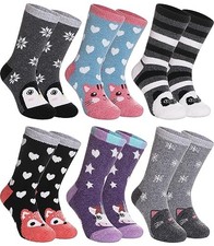 Kids Merino Wool Hiking Socks - Toddler Boys  Girls 8-12 Years Cute Animal