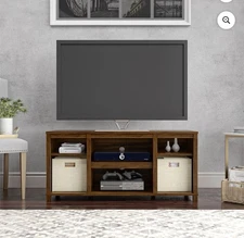 Mainstays Parsons TV Stand for TVs Up To 50", Canyon Walnut TV Stands Furniture