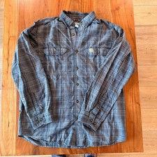 Carhartt Men's Black/Gray Long Sleeve Button Up Shirt Size L
