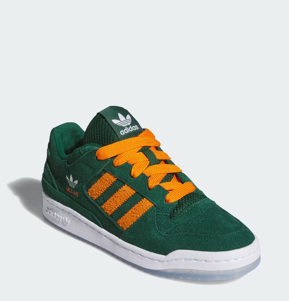 NEW Adidas Miami Hurricanes Forum Low CL Men Shoes, Green/Orange