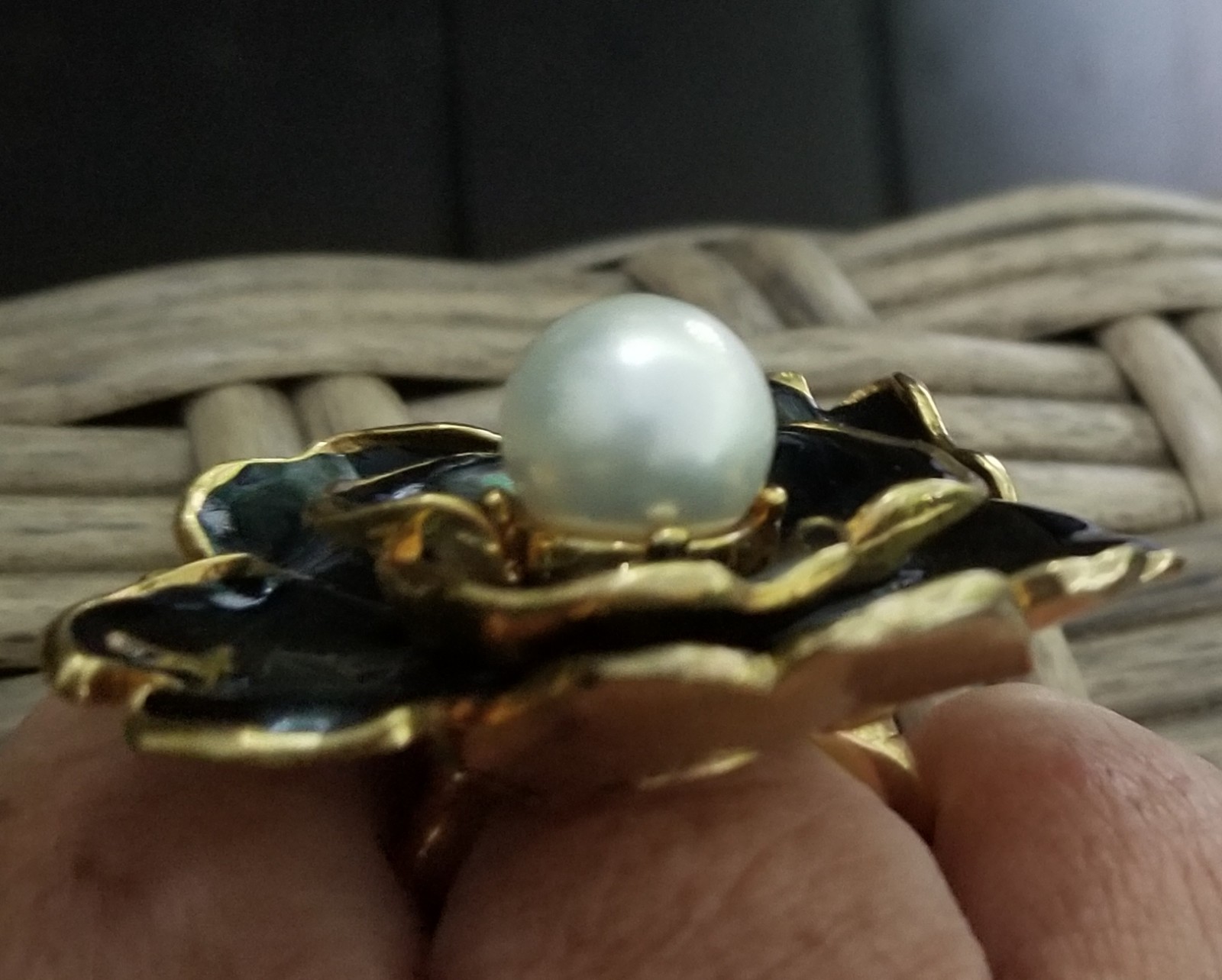 Rare Vintage Kenneth Jay Lane Black Enamel Goldto… - image 13