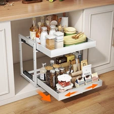 Golener 2-Tier Expandable Pull Out Cabinet Organizer - Slide Out Drawers for ...