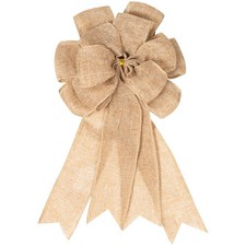 1 Pcs Large Burlap Bow 14.9 x 9 inches, Farmhouse Burlap Fabric Bow for Wreat...