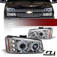 For 2003-2007 Chevy Silverado Chrome Led Halo Projector Headlights Lamps Amber