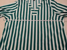 SHEIN LUNE Summer V-Neck Tie Front 3/4 Sleeve Casual Striped Resort Shirt