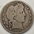 《Silver》1909 USA BARBER QUARTER -- .1808 OZ of SILVER!!!