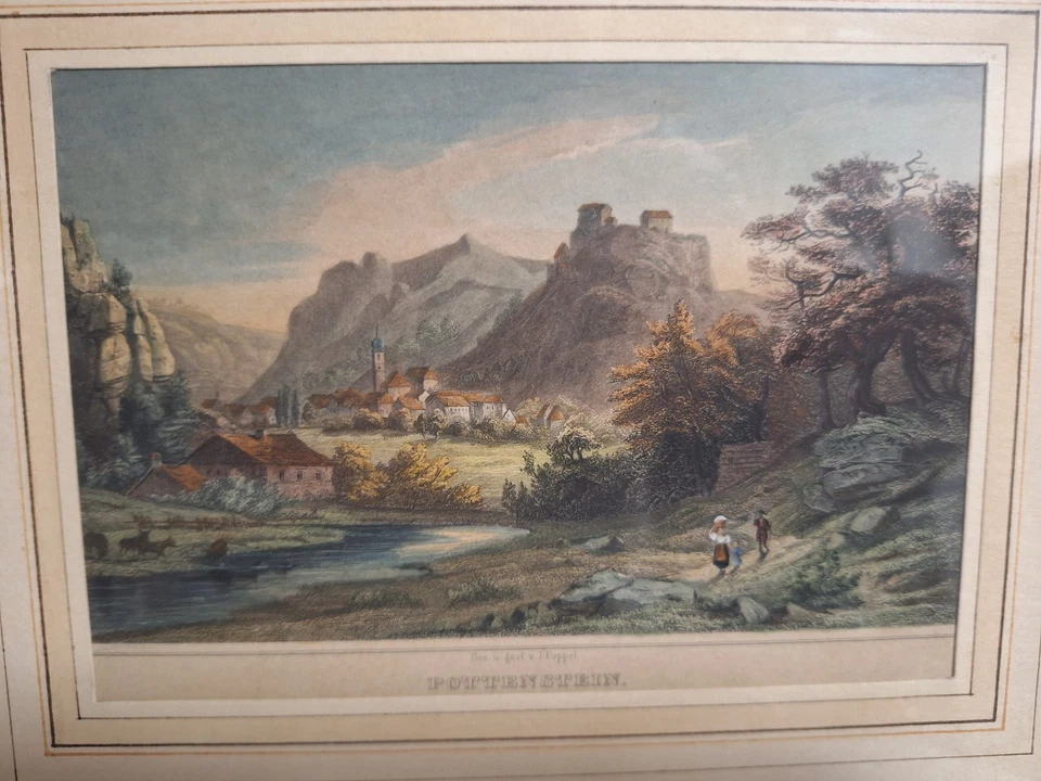 original Stahlstich um 1850 Pottenstein Fränkische Schweiz Oberfranken - Bild 2 von 3