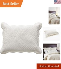 Sage Garden Luxury Pure Cotton Quilted Standard Pillow Sham 20'' x 26'', Ivory
