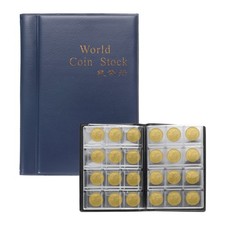 PU Coin Flips Holder Album, 120 Pocket Coin Cardboard Storage Book Blue 