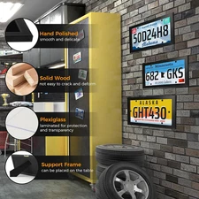 2 Pack License Plate Wall Frame 13.7" X 7.4" Modern Black Display Cover with UV