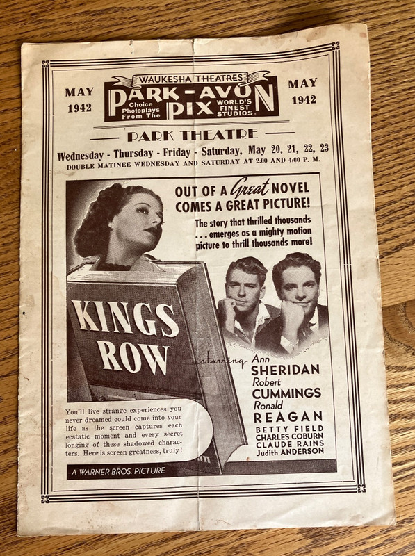 1942 Park-Avon Theatres-Program-Waukesha, Wisconsin-Reagon