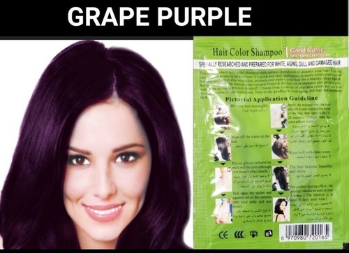 5 PCS GRAPE PURPLE HERBAL TYPE HAIR DYE SHAMPOO-COLOR GRAY HAIR IN MINUTES - Picture 1 of 2