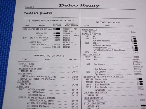 67-69 CAMARO MASTER PARTS CATALOG July or March 1969 printings - Picture 6 of 12
