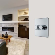 BG FPC82 Flatplate Screwless Polished Chrome Double Trailing Edge Dimmer Switch