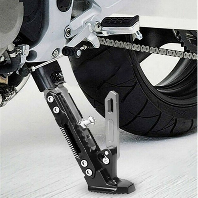 Black &Titanium Adjustable Length Kickstand Motorcycle Side Stand CNC Stand eBay