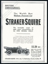 1915 Straker Squire open touring car photo UK vintage print ad