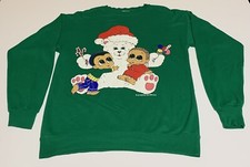 Vintage Holiday Time Christmas Santa Bear Adult Crewneck Sweatshirt Size Small