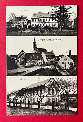AK KRÖGIS bei Dresden um 1925 Erbgericht, Kirche und Gasthof ( 144834