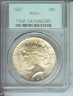 1923 PEACE SILVER DOLLAR PCGS MS64 OLD GREEN HOLDER OGH 4-PINS GEN 2.1 SCARCE