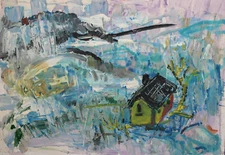 Expressionist landscape oil painting