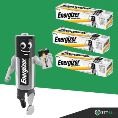 36 x Energizer Industrial 9V Block Alkaline E-Block 6LR21 Batterie - Rauchmelder