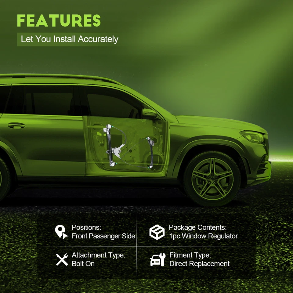 For BMW 323Ci 325Ci 330Ci M3 328Ci Power Window Regulator Front Right w/ Motor - Image 2 of 4