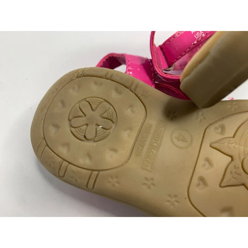 Sandalias Desteñidas Gloria Niñas Infante Bebé Talla 4 Rosa Adornadas Punta Abierta Zapato Foto 4 de 4