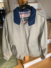 Members Only Embroidered Logo Tan Jacket with Plaid Lining Size L