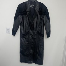 WINLET  Vintage Genuine Leather Long Trench Coat Size Medium