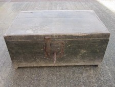 Antico baule in legno cassa vintage cassapanca forziere scrigno con chiave