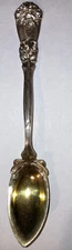 Antique 1900 Durgin Sterling Silver Art Nouveau Iris Fruit Spoon Gold Wash