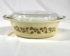 Vintage Pyrex 043 Casserole Golden Acorn with Lid 1.5 quart Made in USA