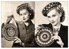 Knitting Pattern Vintage 1940s/WW2 Ladies Fair Isle Beret/Hats & Hand Bags.