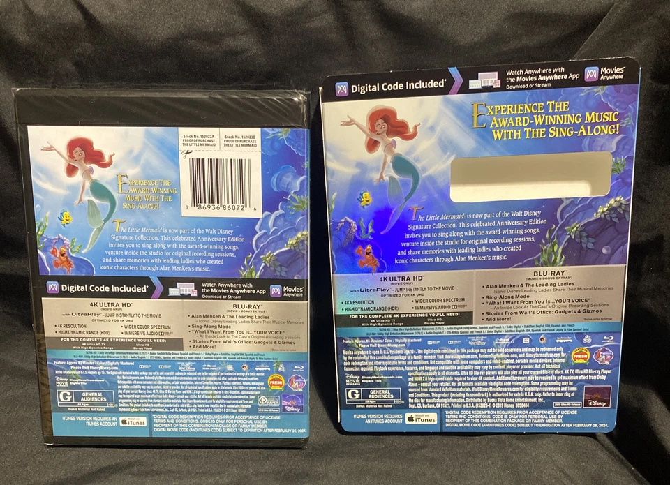 Disney The Little Mermaid Ariel 4K Ultra HD + Blu-ray + Digital W/ Slipcover New - Image 2 of 2