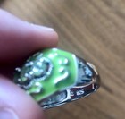 Vibrant Green Peridot Gemstone & Enamel Sterling Silver 925 Ring — photo 10
