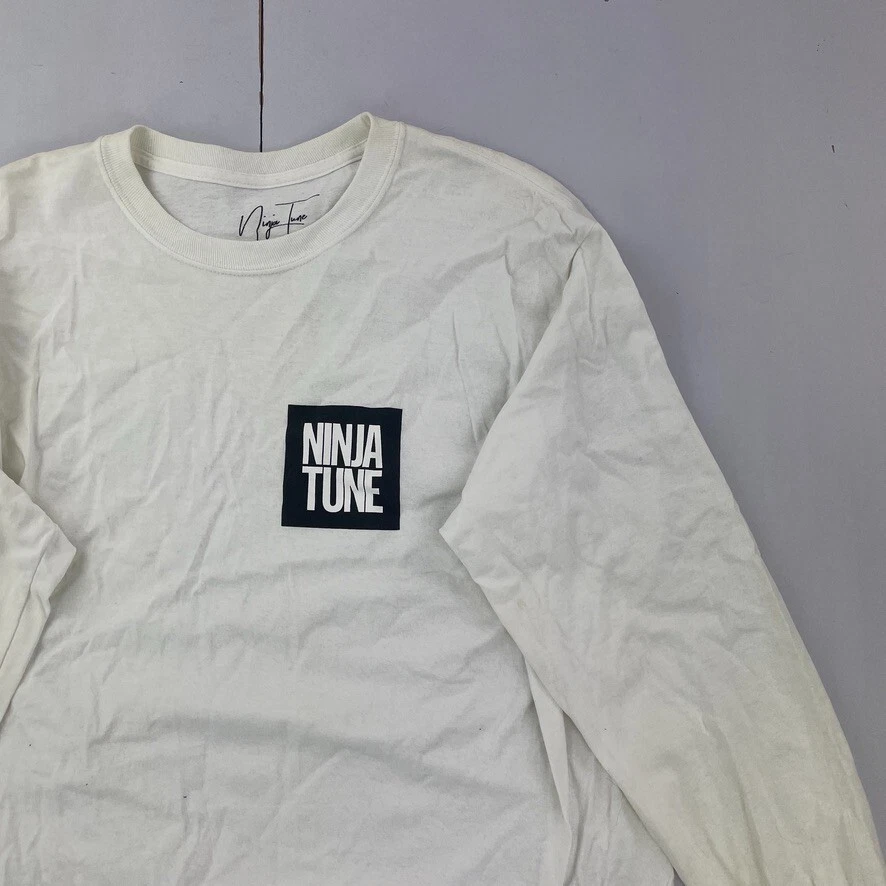 NINJA TUNE T-Shirt Large White Mens Long Sleeve Graphic Print Music Record Label - image 4 of 4