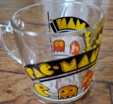 Vintage Rarer 1980 Version Pac-man Glass Mug Bally Midway MFG Co. Coffee Cup D5
