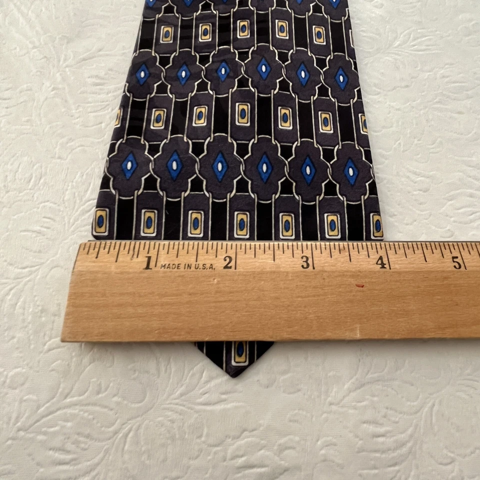 Corbata para hombre Ketch patrón geométrico multicolor azul/gris 100 % seda hecha en EE. UU. Foto 3 de 4