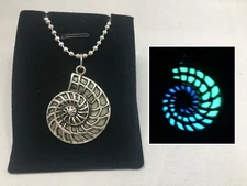Nautilus Spiral SEASHELL GLOW IN THE DARK Mermaid Beach Pendant Charm Necklace