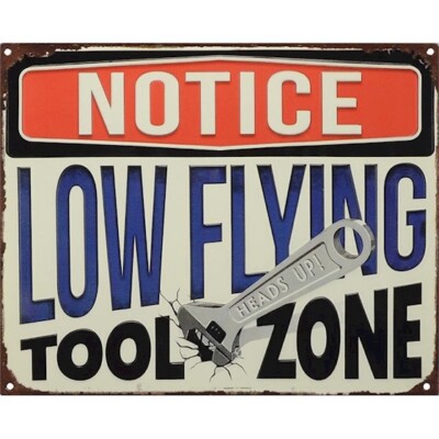 Blechschild ''Tool Zone'' Achtung Werkstatt Werkzeug Hobby Garage 20x25cm neu