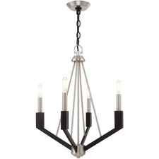 Livex Lighting 51164-91 Beckett Mini Chandelier Brushed Nickel & Black