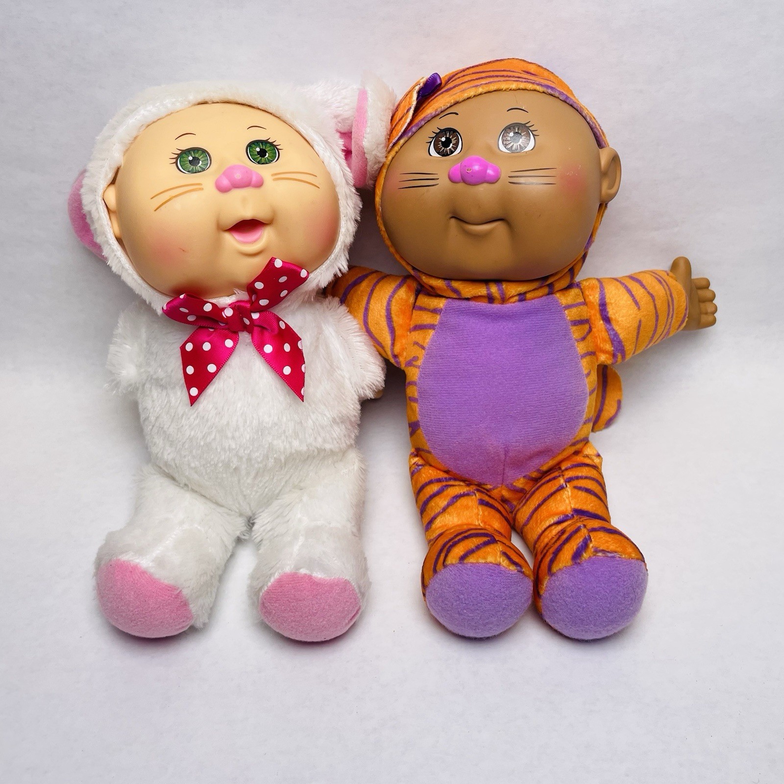 2 Cabbage Patch Kids Cuties 1 Tiger 10" CPK Doll Cat Costume & 1 Rabbit Doll