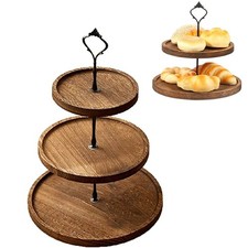 2/3-Layer Wooden Cupcake Stand Decorative Cake Serving Tray  Dessert Table