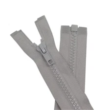 2 PCS 7-inch #5 Gray Separating Molded Plastic Jacket Zippers Bulk